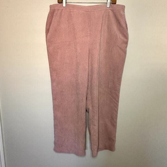 Alfred Dunner Pink Corduroy Wide Leg Elastic Waist Pant Size 18w - Picture 1 of 5